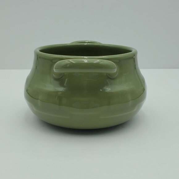 Longaberger Pottery Sage Green Individual Soup Tureen Handled Chili Chowder Bowl - Picture 6 of 8